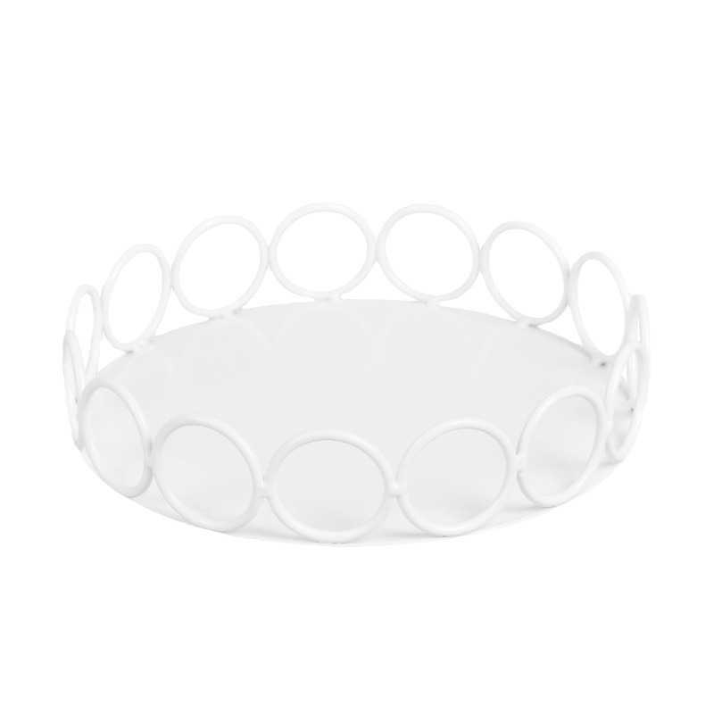 Cruzar la frontera de postre de pie plato de aperitivo de estilo europeo de la boda de hierro pastel de pie círculo pastelería cesta de frutas pantalla bandeja blanca
