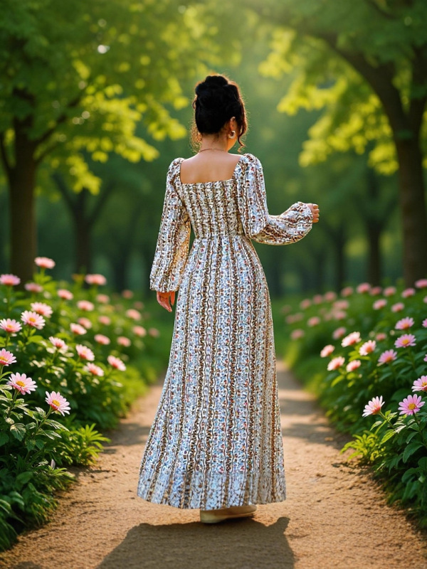 跨境连衣裙2025秋季欧美女款时尚优雅最新方领|undefined