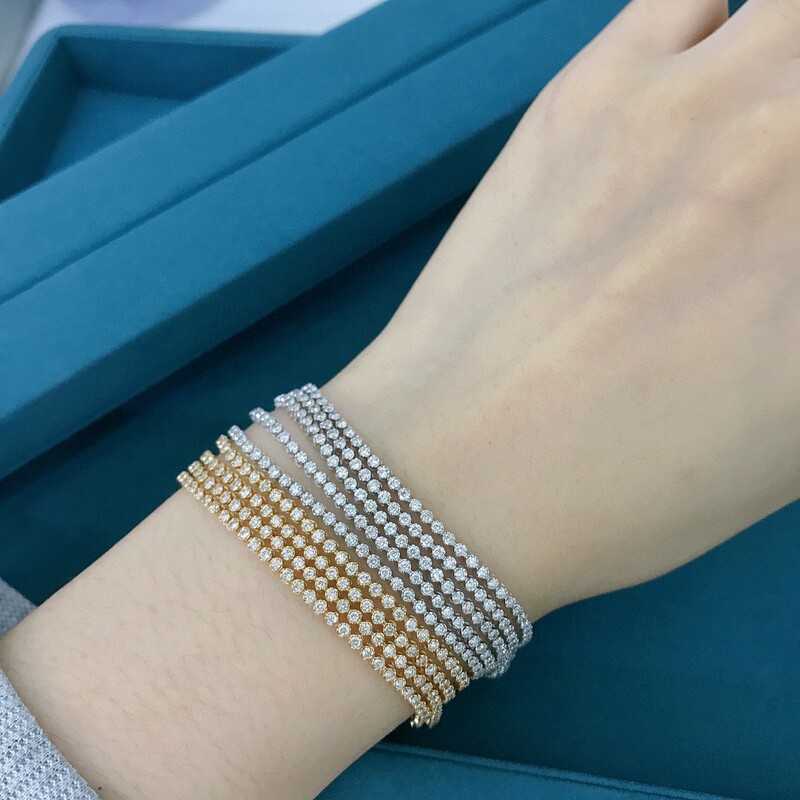 au750 1 karat Diamond Bracelet Gold Weight About 3.3g Full Length 17CM76 Diamonds 18K Gold Diamond Bracelet