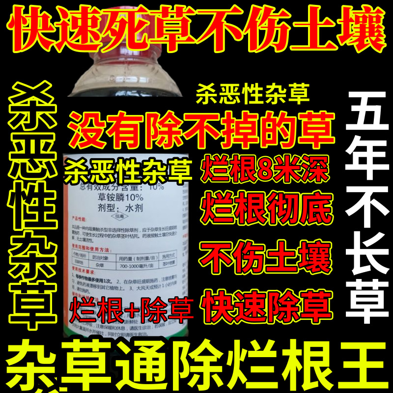 快速死草不伤土壤精草铵膦铵盐杀恶性杂草除草剂果园烂根剂杀草王