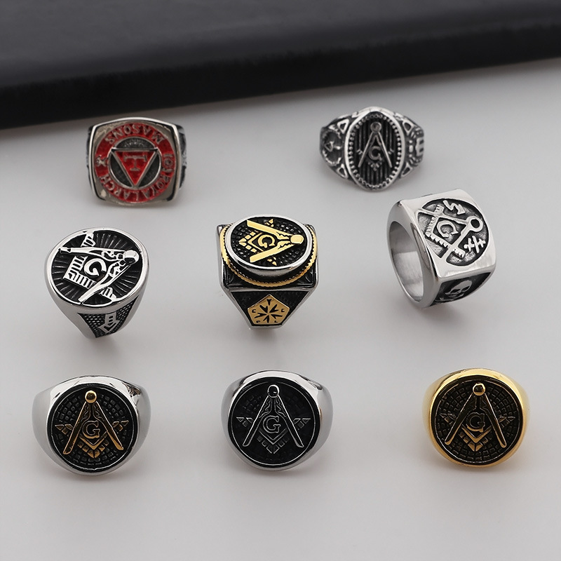 Punk Letter Titanium Steel Plating Men's Rings display picture 1