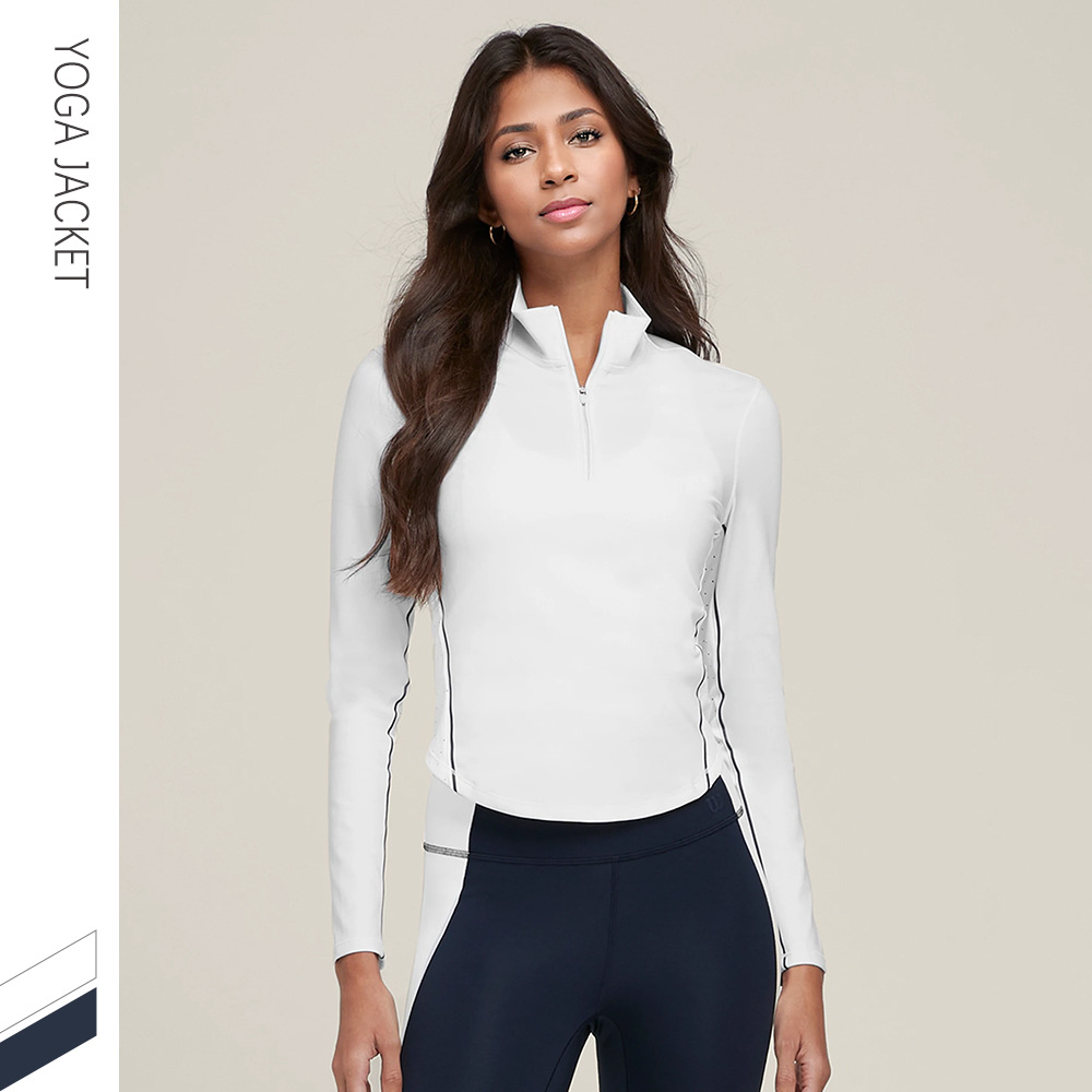 New European and American Yoga Clothes Women's Half Zipper Running Long Sleeve Top Quick-drying Tight Outdoor Running Fitness Jacket