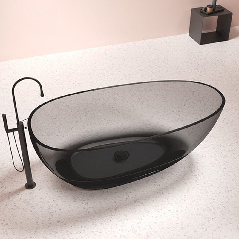 Claro bañera de cristal colorido bañera de acrílico puro de una pieza transparente resina neta rojo en forma de huevo bañera de gota de agua