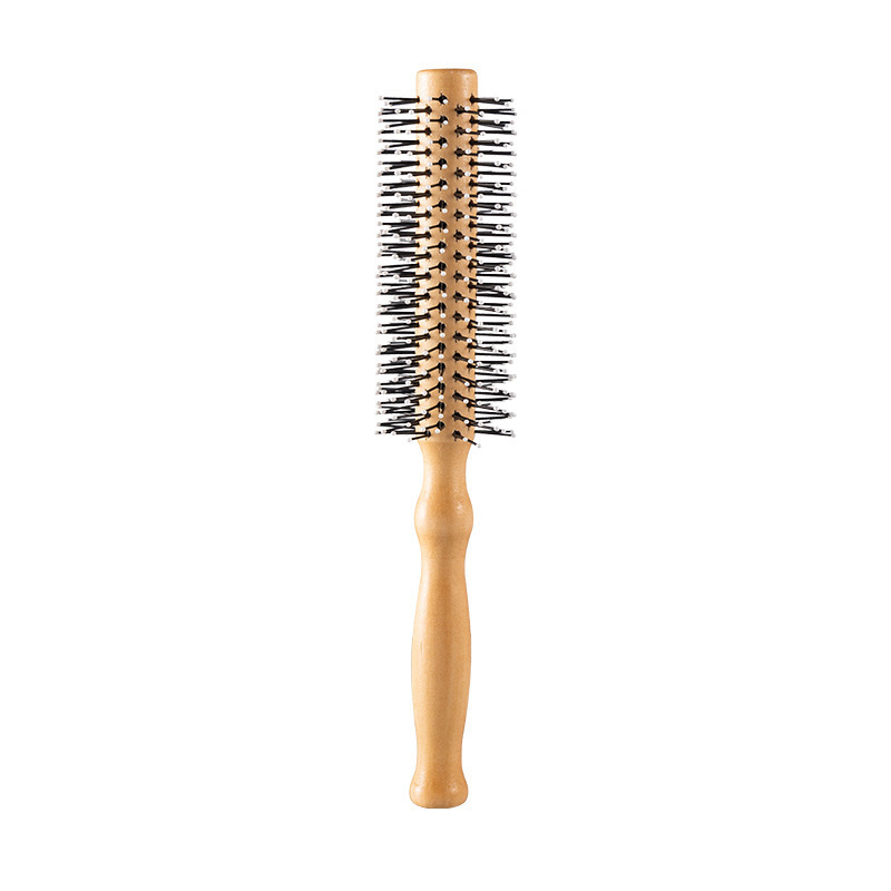 ヘアサロンプロフェッショナルカーリーロングヘアコームシリンダーインナーバックル赤茶色ナイロン歯スタイリングコームログローリングコーム髪を滑らかにします|undefined