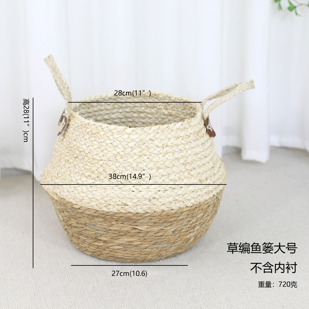 Cesta de flores ornamentación de caña tela de paja maceta de mano maceta de plantación verde maceta de almacenamiento canasta de plantas de sala de estar decoración de flores en maceta