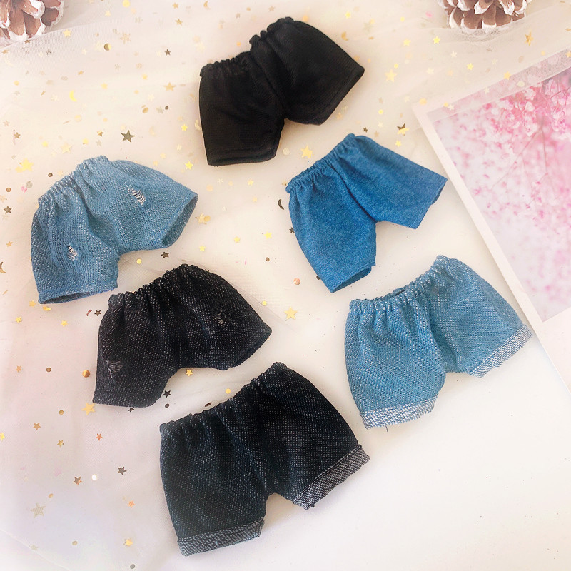 In-Stock 20cm Celebrity Doll Denim Shorts Ripped Pants Black Pants Plaid Pants White Pants
