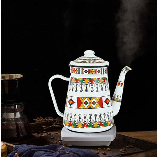 Enamel coffee pot, fine water flask, enamel coffee hand-pour pot, butter pot, crane's mouth pot, cold water bottle, wine vinegar pot
