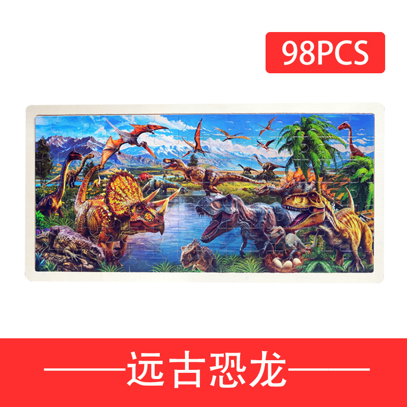 Borde de troncos 98 piezas de rompecabezas rompecabezas original 3 años niño animal dibujos animados plano rompecabezas educación temprana madera