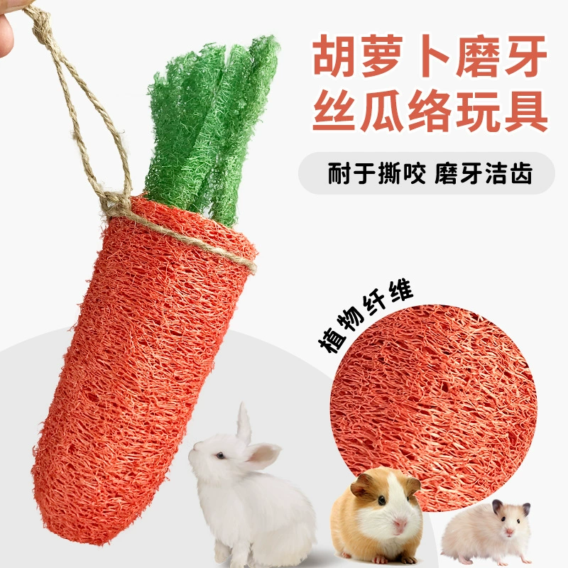 Кролик игрушка кролик коренной зуб натуральная люфа игрушка морковь морская свинка Шиншилла коренной зуб Чистка устойчивость к укусам