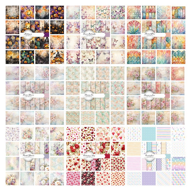 12 hojas colección de portapapeles transfronterizos portapapeles material de libro de papel papel de fondo papel de patrón DIY álbum de fotos papelería image 6