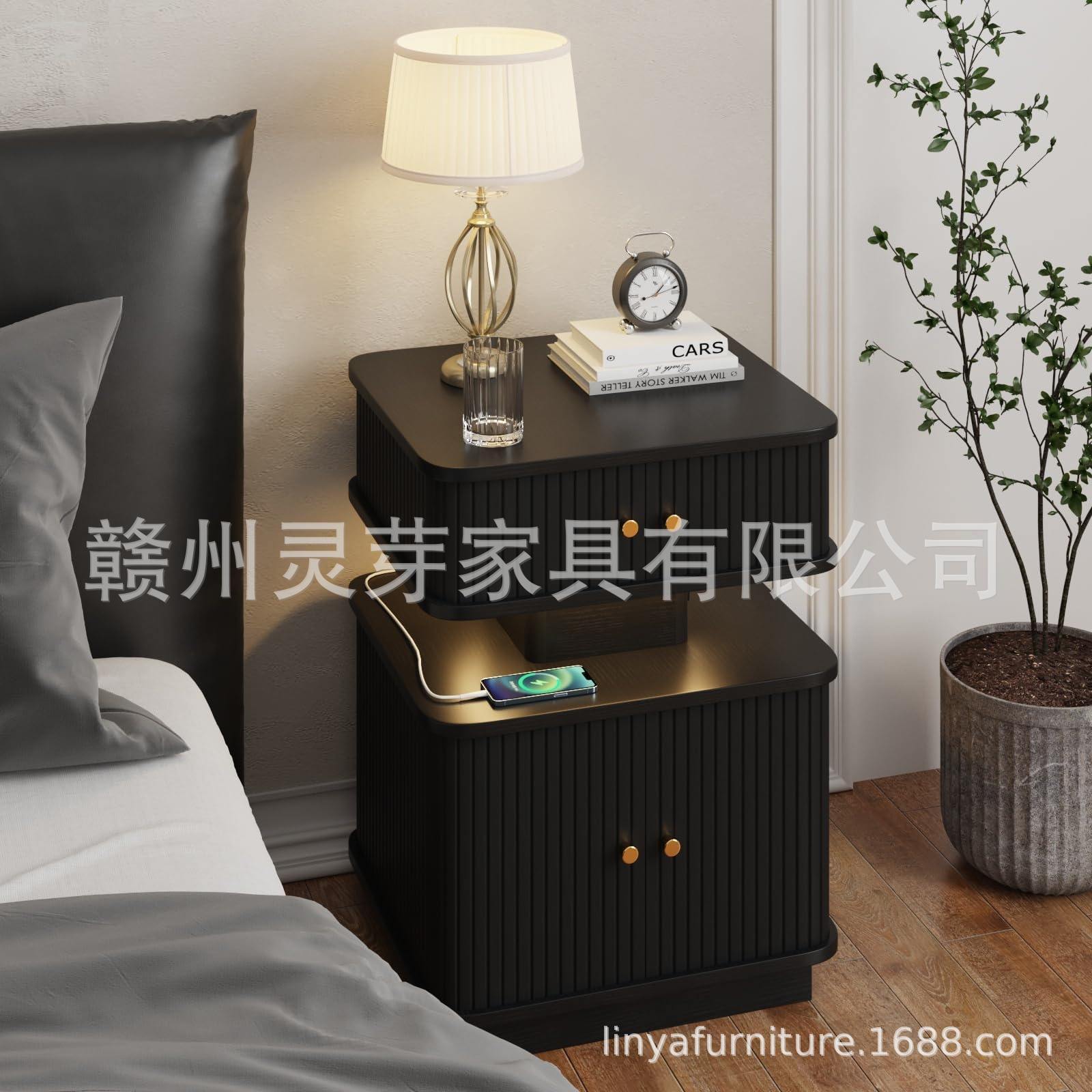 Mesita de noche personalizada transfronteriza con luces LED, recargable, pequeña, sencilla, moderna, para el hogar