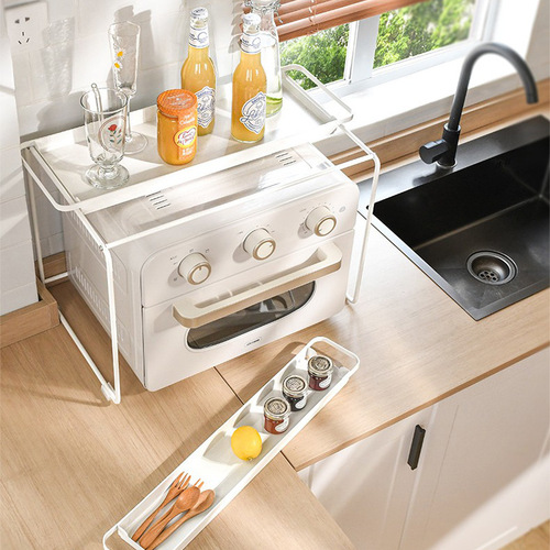 ins kitchen microwave oven rack countertop layered double-layer household shelf rice cooker desktop storage rack