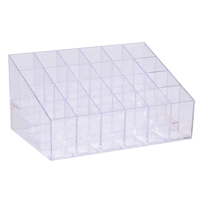 Transparent 24-grid lipstick holder nail polish eyebrow pencil display stand makeup cosmetics plastic storage box multi-layer lipstick holder