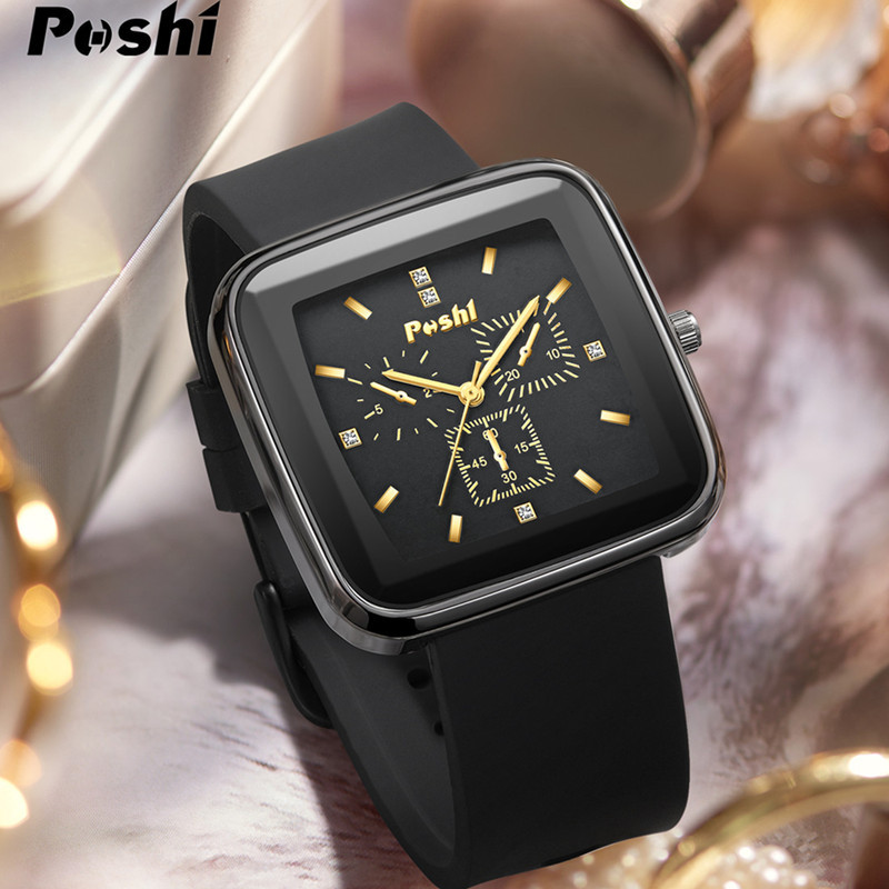POSHI TikTok Live reloj de mujer reloj de correa de silicona reloj de moda y elegante reloj de cuarzo impermeable para hombres