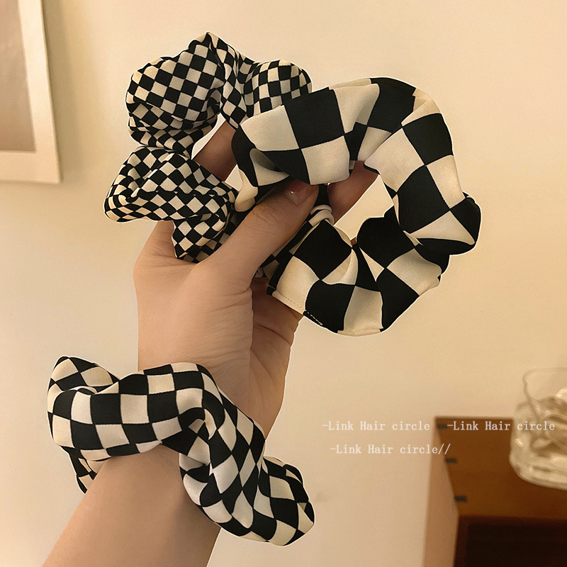 Simple Style Checkered Cloth Hair Tie 1 Piece display picture 2