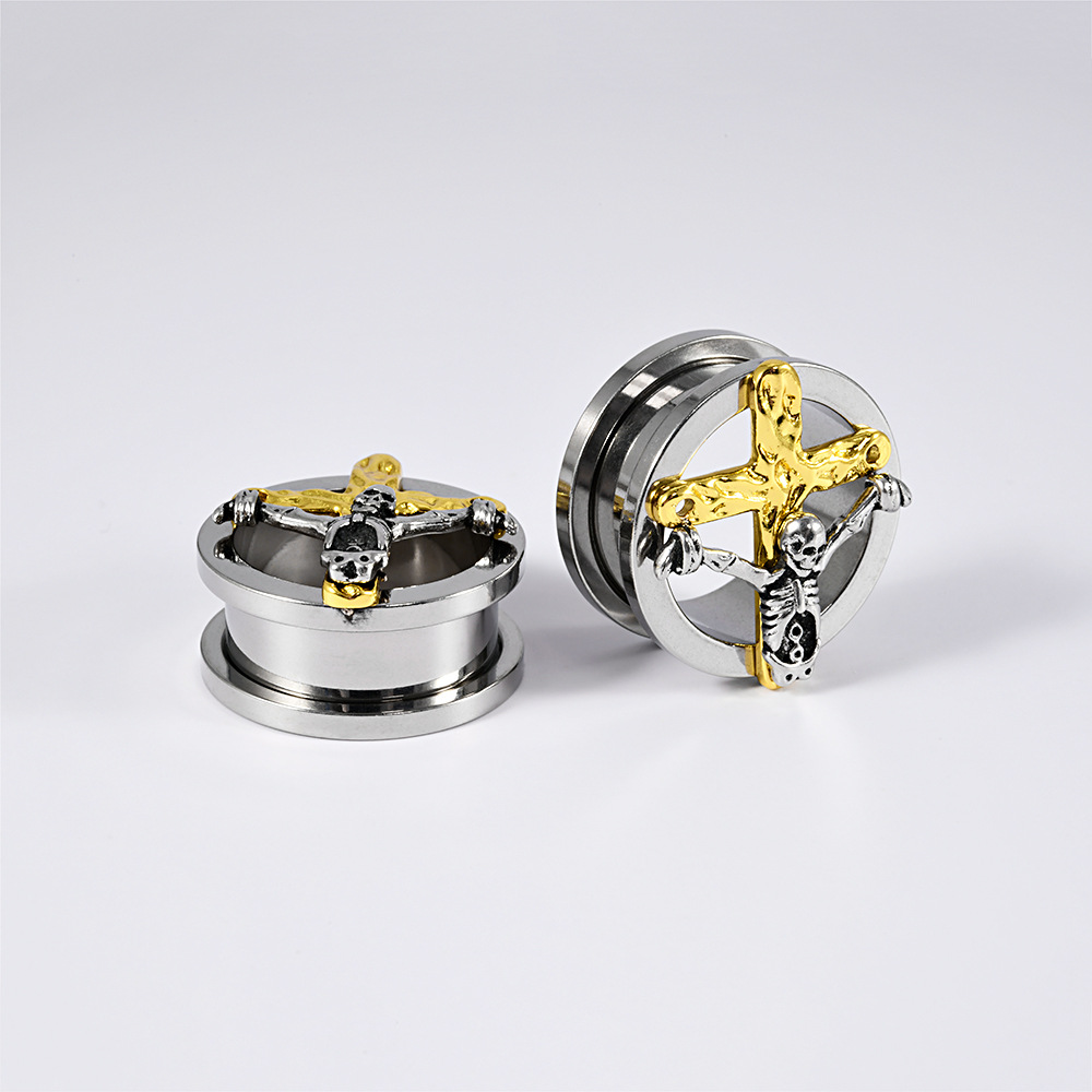 1 Piece Ear Cartilage Rings & Studs Hip-Hop Cross Skull Titanium Steel Auricle display picture 6