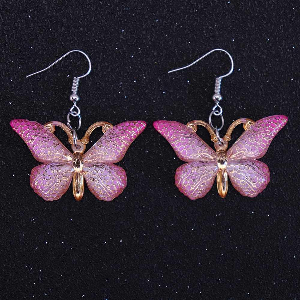 1 Pair Sweet Butterfly Resin Plating Womenu0027S Drop Earrings