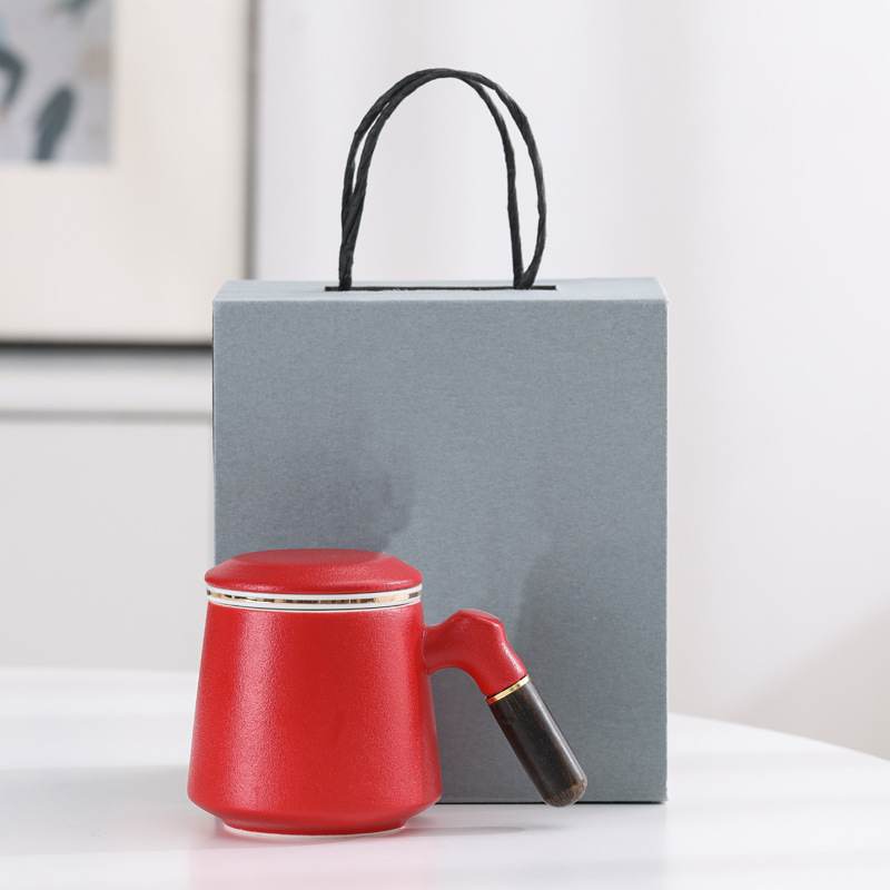 Lubao con tres piezas de taza de cerámica con taza de regalo de mano con taza de té con tapa de té con logotipo tallado