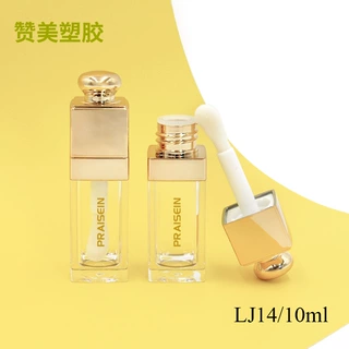 工厂批发10ml方形唇彩管大刷杆透明塑料唇釉空管化妆品包材