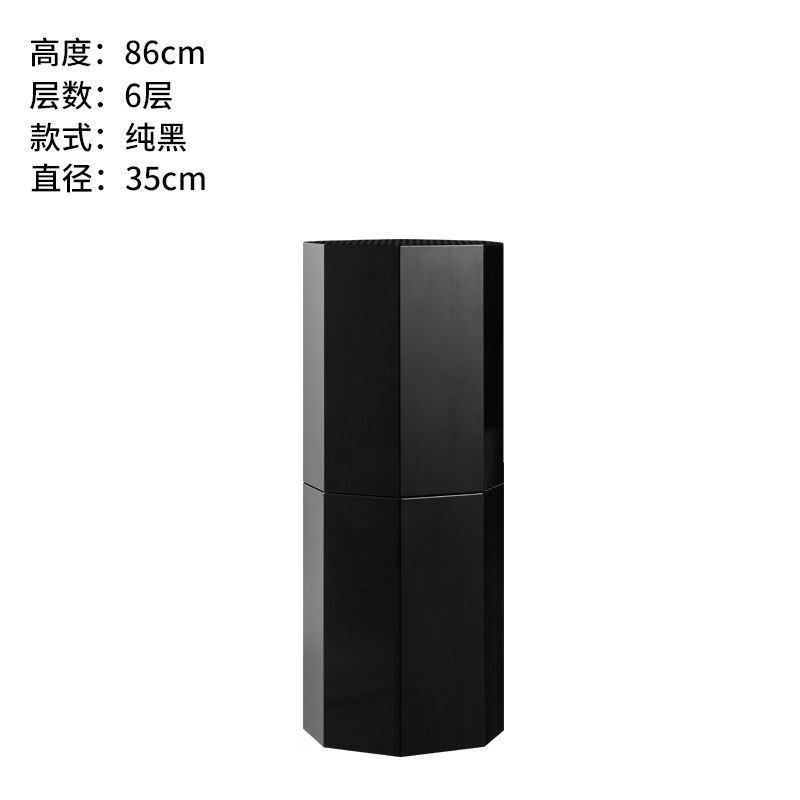 순수한 검정 86cm 높이 6 층 35 직경