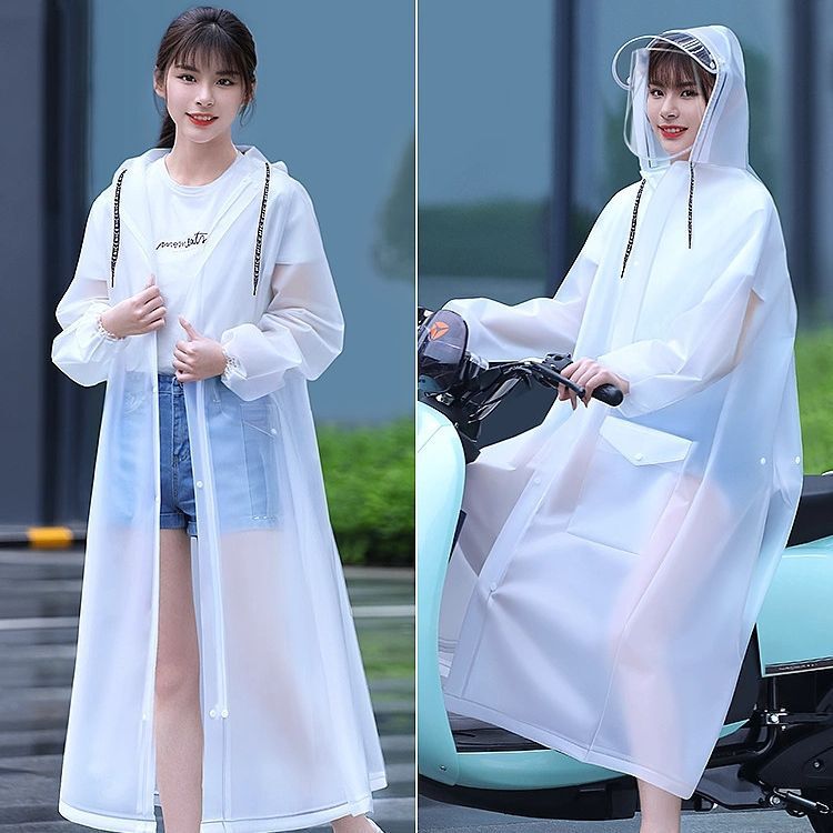 Adult Men's and Women's Environmental Protection Thickened Long Raincoat Double Brim Zipper Outdoor Riding Tight Cuff Raincoat Poncho