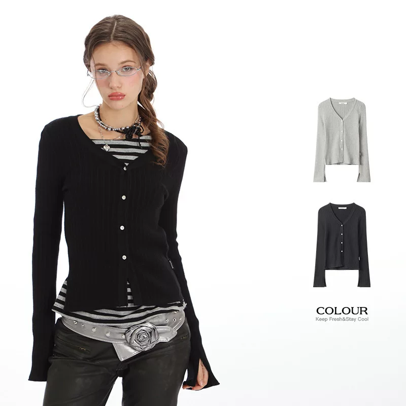Демисезонный лонгслив, короткая кофта, свитер, французский стиль, slim fit