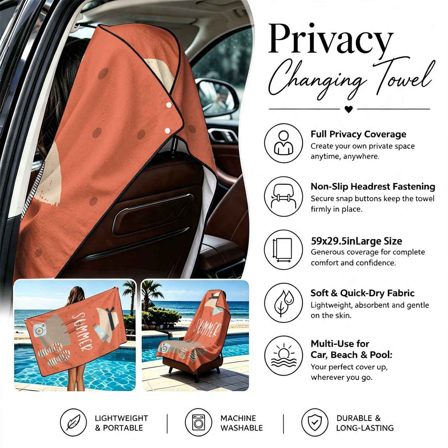 Summer bath towel and car seat cover 2-in-1, ultra-fine fiber outdoor beach and car dual-use universal seat cushion