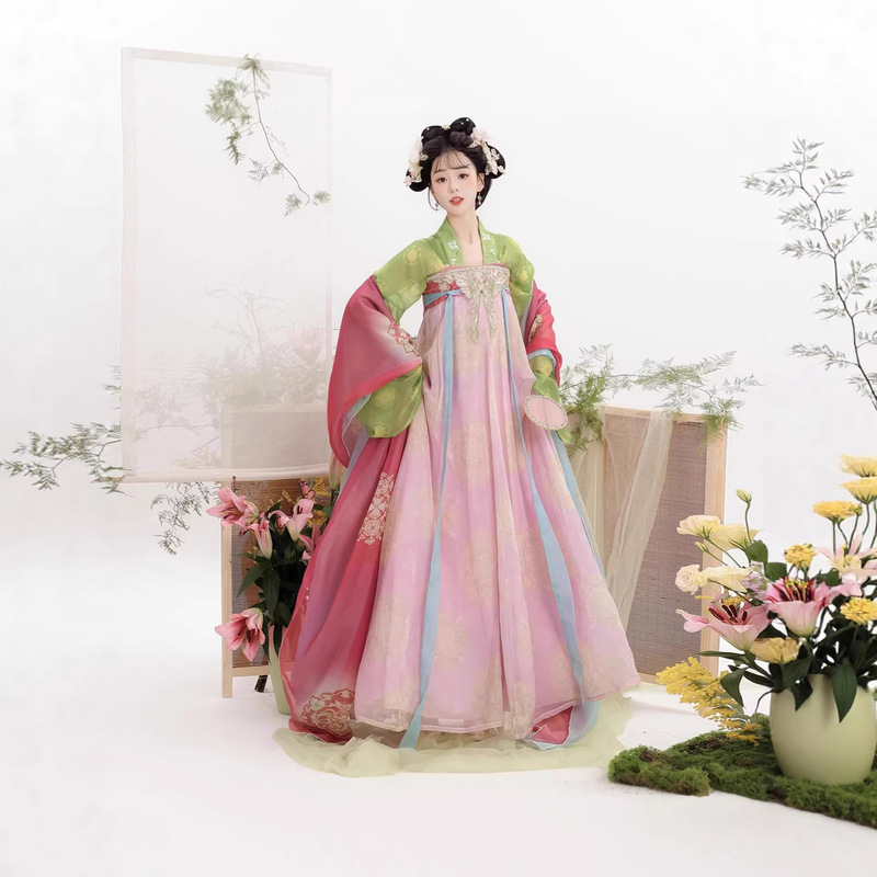 Original Hanfu for Women by Huachaoji【Tachun Ci】Tang-Style Embroidered Dress with Han Elements, Ancient Style, Ethereal, Suitable for Daily Wear in Spring and Summer