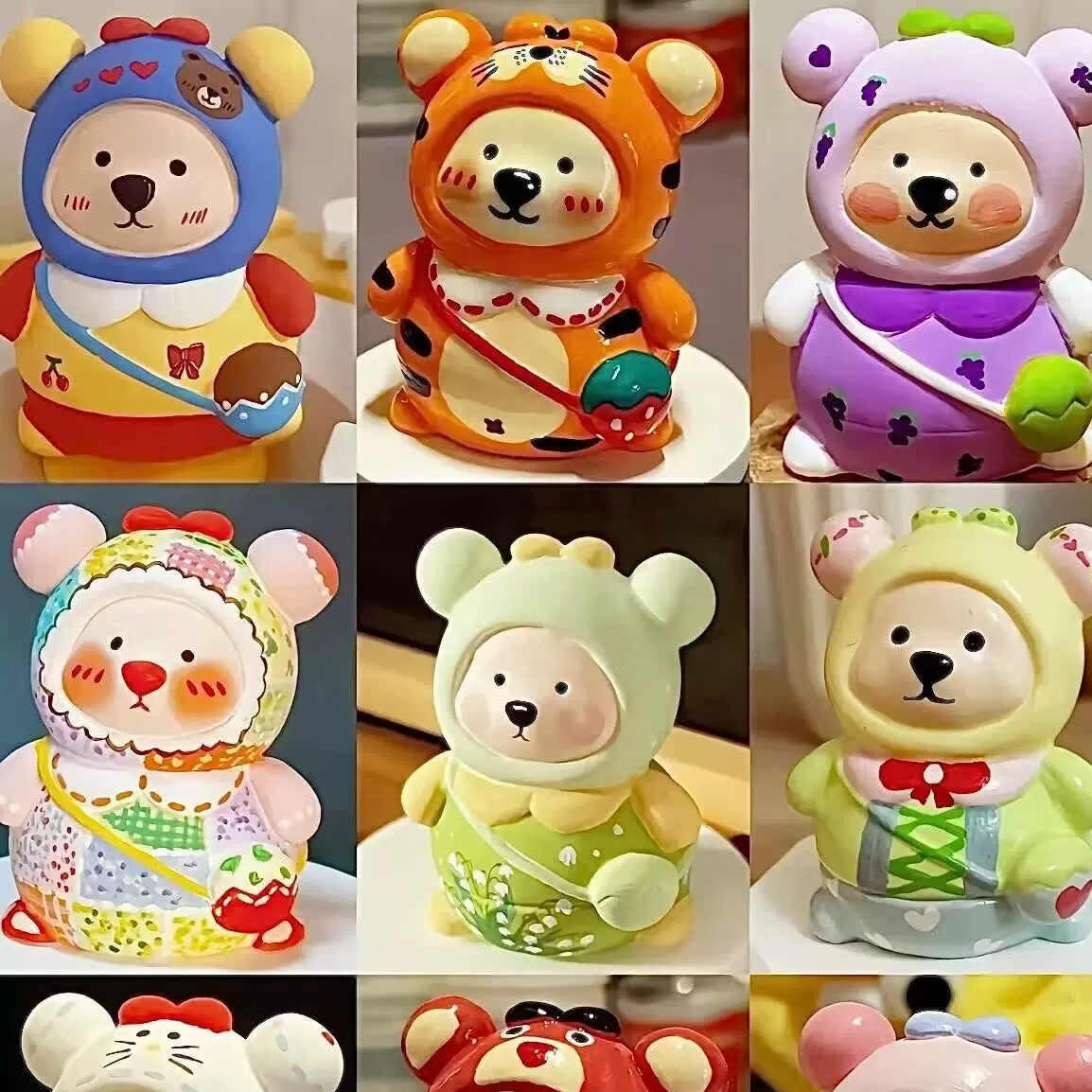 儿童彩绘石膏娃娃白坯手工diy涂色小熊涂鸦玩具画画背包熊库洛米