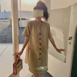 实拍连衣裙女2024春秋新款气质韩版感小众设计温柔风马甲裙子