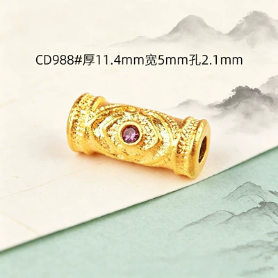 jewelry accessories, Zərgərlik ara hissələri - cd988-ruyi-tube-bead-inlaid-with-red-diamonds