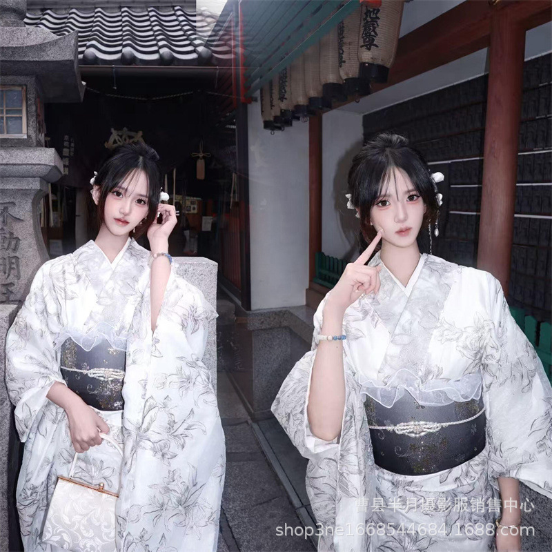 Divine Maiden Kimono Japanese Yukata Photo Shoot Dress Traditional Japanese Formal Wear Improved Japanese Kimono for Women
