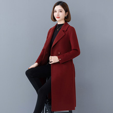 休闲高端中长款双面呢毛呢外套女2025年秋季新款绑带妈妈羊毛大衣