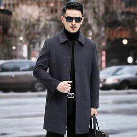 羊毛大衣男长款秋冬休闲男士外套可拆羽绒内胆男装双面呢风衣