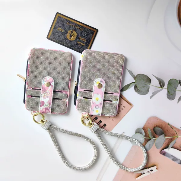 Cross-Border New Style Id and Coin Zipper Bag, Light Luxury Shiny Rhinestone Card Holder, Card Case, Women's Wallet