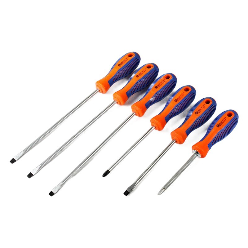 Mango de malla destornillador de plástico de dos colores Cruz destornillador de ciruela de una palabra herramienta de reparación de grado industrial