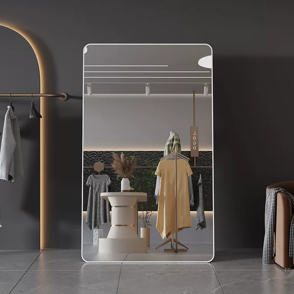 Specialized Floor-Standing Mirror for Clothing Stores, Slimming Full-Length Mirror for Girls' Bedrooms, Adjustable, No-Drill Fitting Mirror, Rotatable