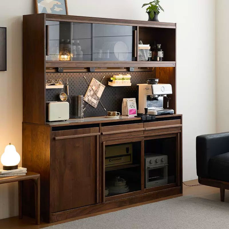 North American Black Walnut Sideboard Scandinavian Simple Solid Wood Slate Cabinet Integrated Tea Storage Cabinet Wine Cabinet