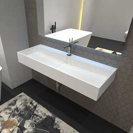 人造石洗手盆台面小户型家用洗脸挂盆洗漱台工程民宿工厂浴室柜