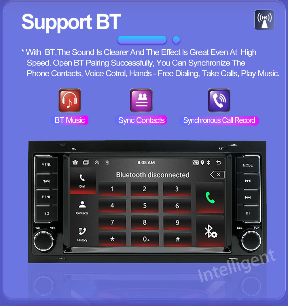 Suitable for Volkswagen Touareg 7inch Car Gps Bluetooth Wireless Carplay Navigation System Central Control Dvd4G Large Screen