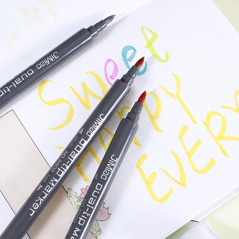 Doble cabeza marcador acuarela pluma marcador de dibujos animados multi-color estudiante aprendizaje pintura graffiti color pluma arte marcador