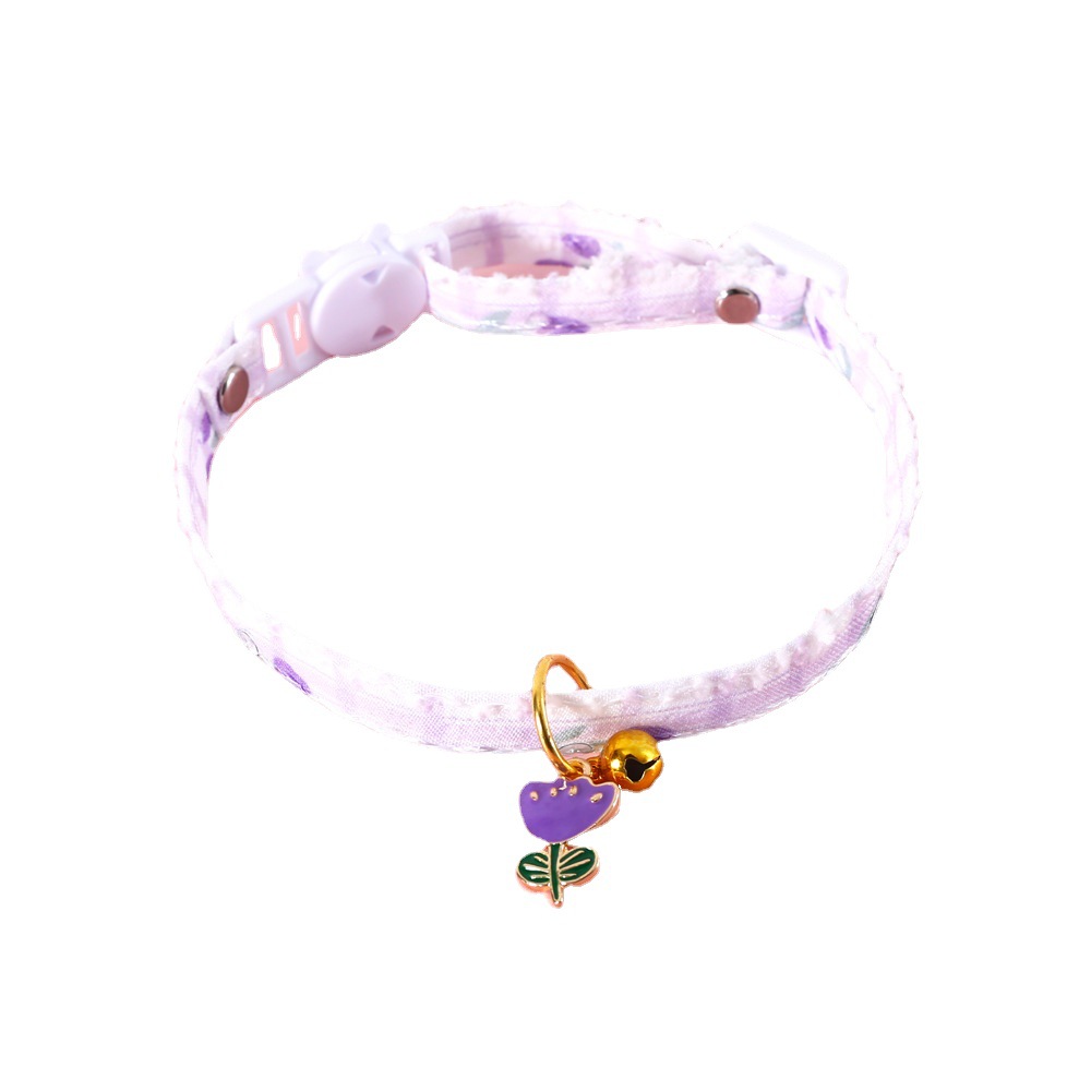 Mascotas gatos cuadrícula flor de azulejos tulipanas collar collar anti-asfixia perro conejo collar