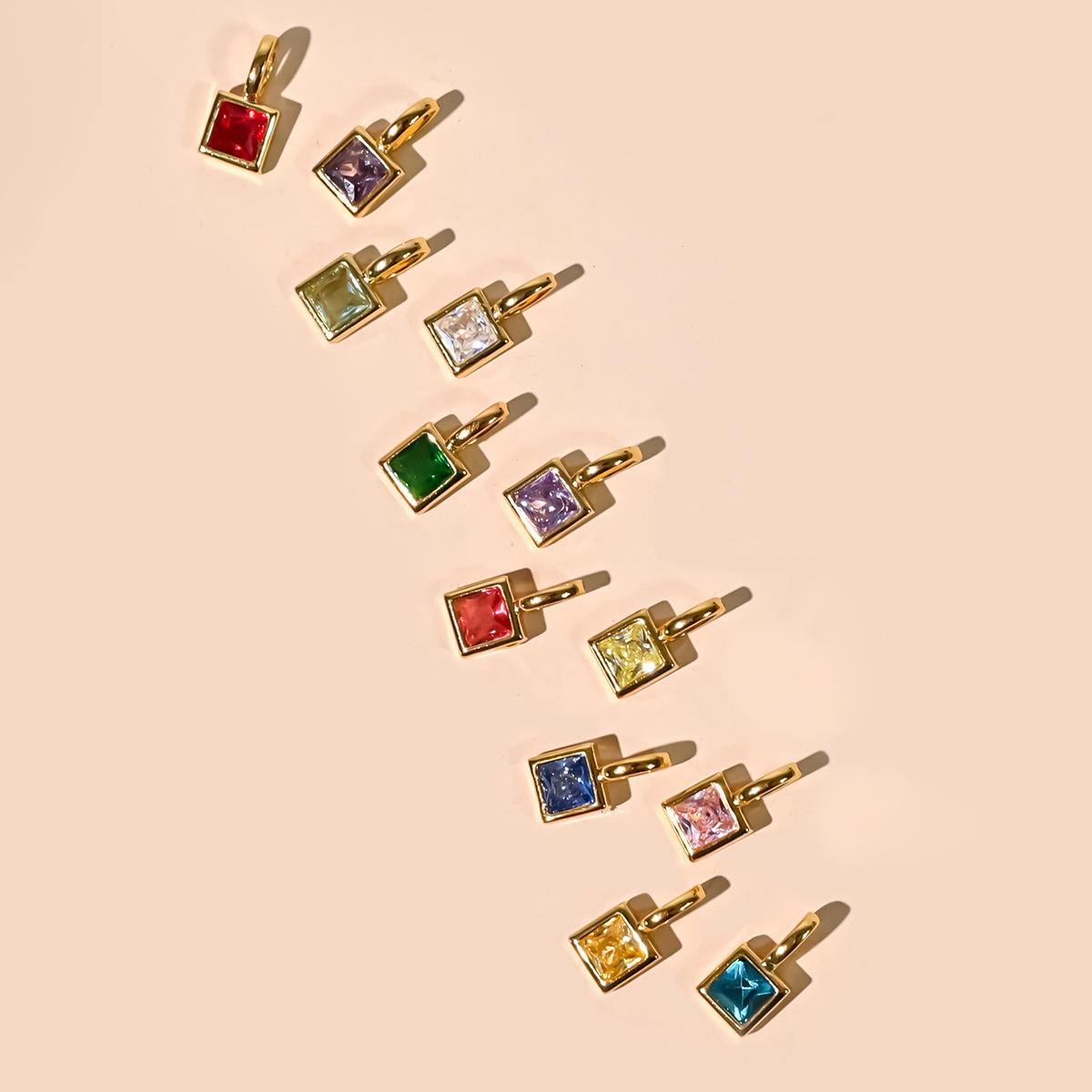 DIY Jewelry Accessories Classification 1 Piece Artificial Crystal Copper Square Pendant