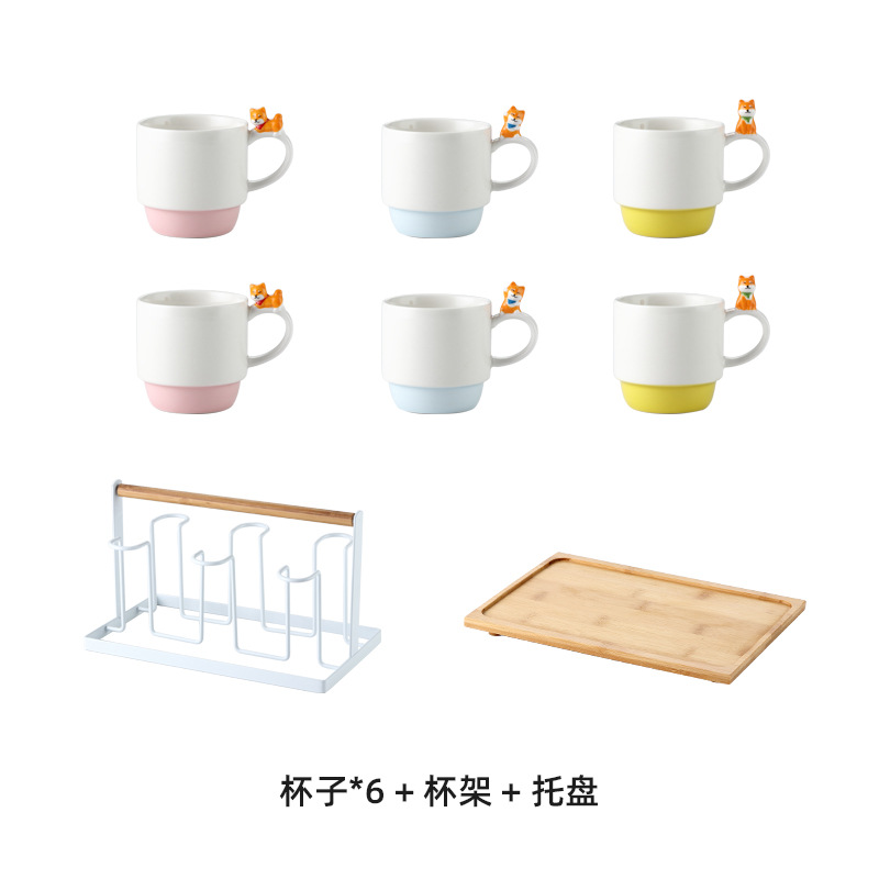 Animal Shiba Inu taza plegable taza de bebida de cerámica taza de desayuno taza de agua de oficina traje de la taza de café del hogar