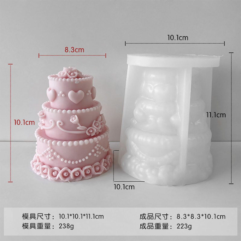 Jiahuimei aromaterapia vela molde 3D tridimensional multi-capa fondant pastel hornear herramienta DIY hecho a mano epoxi
