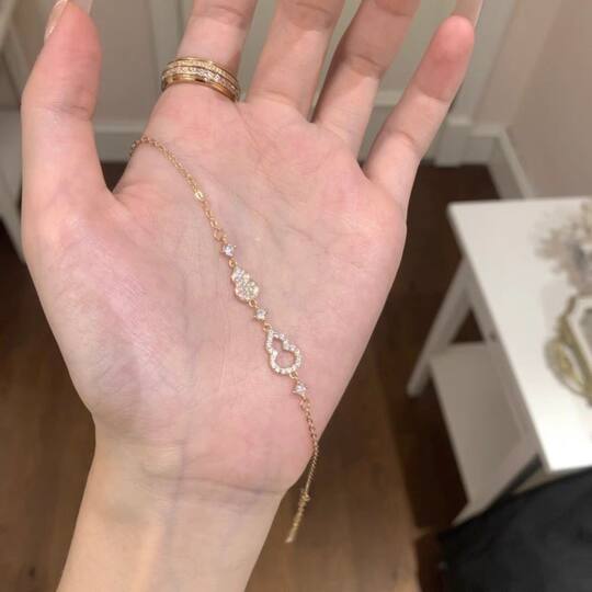Guochao Fulu Double Gourd Bracelet Women's Simple Niche Diamond Ins Style Bracelet Ethnic Style Accessories Girlfriend Gift
