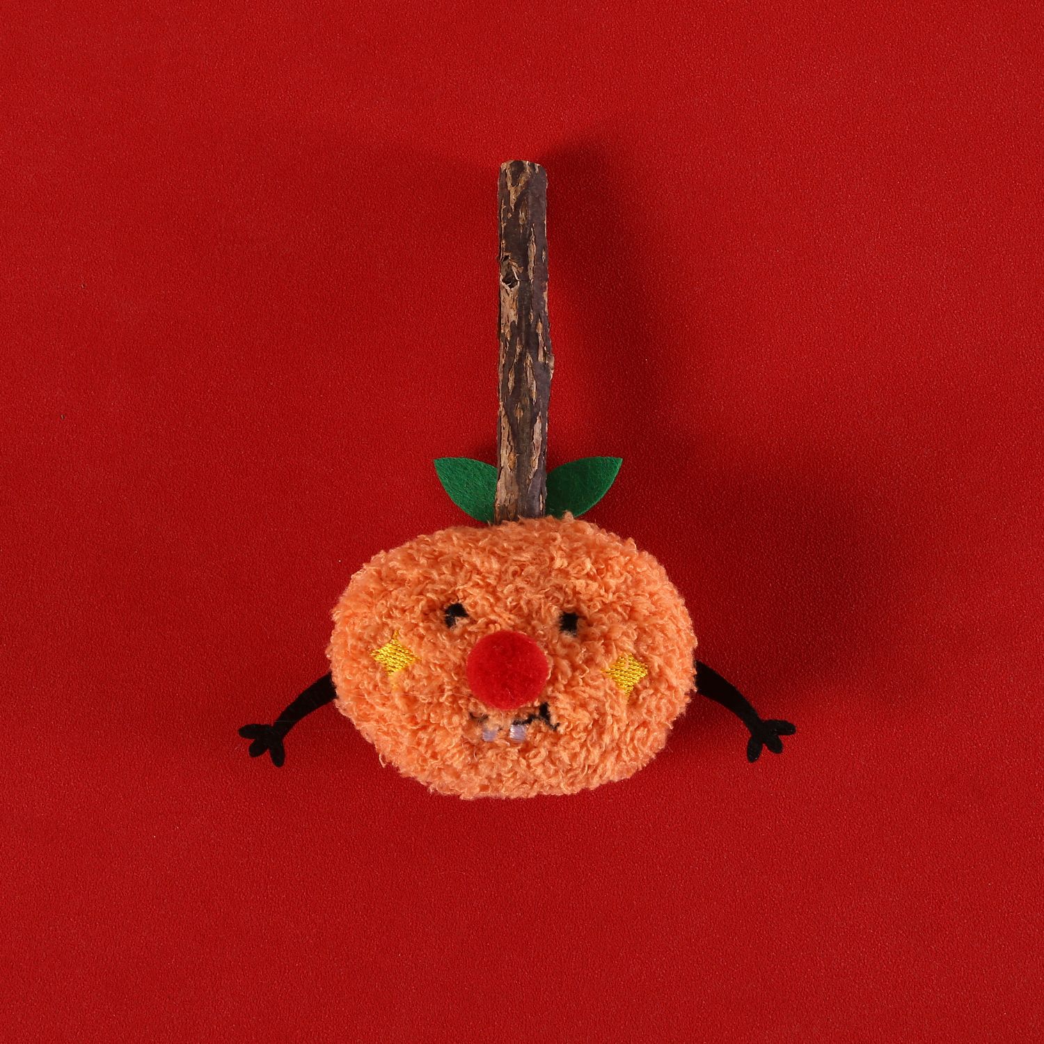 Año Nuevo gato mascota peluche palillos de dientes de madera Tianqian limpieza de dientes aliento fresco naranja fruta naranja juguete