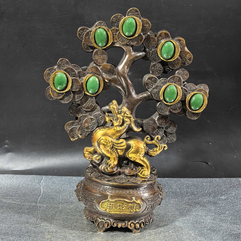 Brass Pixiu Money Tree Ornament Copper Pixiu Money Tree Home Living Room Office Decoration Craft Gift