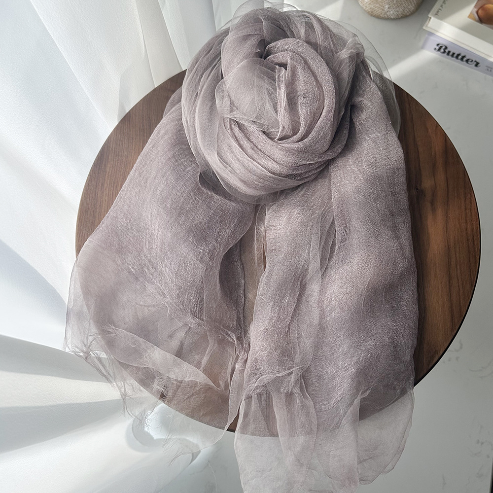 Nicho Maito diseño plano bufandas de seda de doble capa de color sólido, bufandas protector solar de mujer, bufandas de seda elegante y ligera