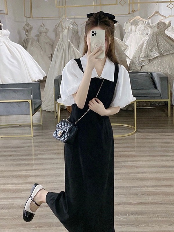 2025年夏の新作婦人服、少し太った女性向け、痩身、年齢軽減、ウエストを細く見せるストラップ付きロングスカート、フレンチスタイルのドレス|undefined